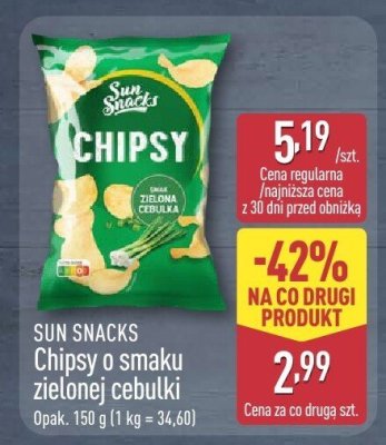 Chipsy o smaku zielonej cebulki SUN SNACKS promocja w Aldi