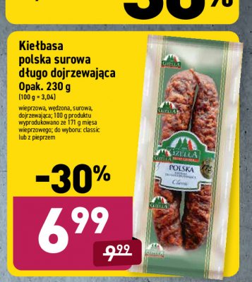 Kiełbasa polska surowa długodojrzewająca z pieprzem Gzella promocja