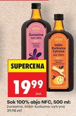 Sok 100% abjo NFG żurawina promocja w Biedronka