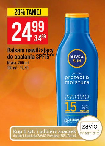 Nawilżający balsam do opalania spf 15 Nivea sun protect & moisture promocja
