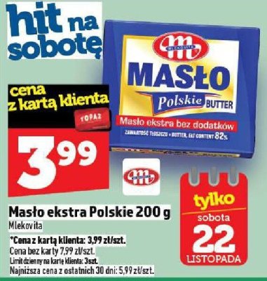 Masło ekstra Polskie 200 g Mlekovita promocja w TOPAZ