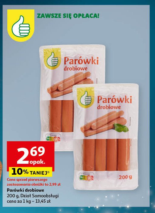 Parówki drobiowe Podniesiony kciuk promocja w Auchan