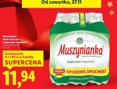 Woda mineralna magnezowo-wapniowa niskonasycona 6 x 1,5L promocja w Lidl