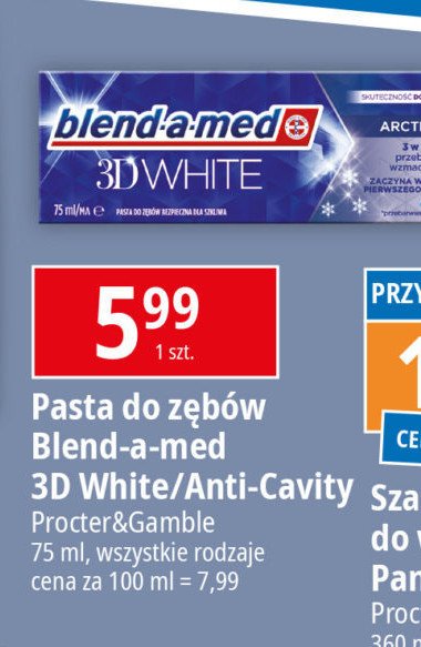 Pasta do zębów arctic fresh Blend-a-med 3d white promocja