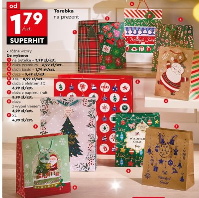 Torebka na prezent duża z efektem 3D, różne wzory promocja w Biedronka