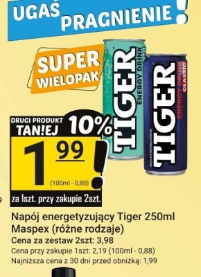 Napój energetyzujący Tiger 250ml Maspex (różne rodzaje) promocja w Hitpol