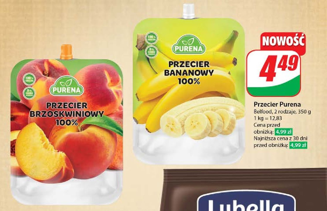 Przecier owocowy brzoskwinia Purena promocja w Dino