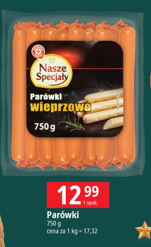 Parówki wieprzowe Wiodąca marka nasze specjały promocja w Leclerc