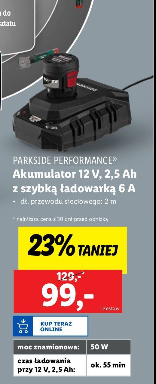 Akumulator 12 v z szybką ładowarką Parkside performance promocja