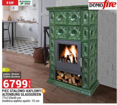 PIEC STALOWO-KAFLOWY ALTENBURG GLASSGREEN 77x129x40 cm średnica wylotu spalin: 15 cm promocja w Merkury Market