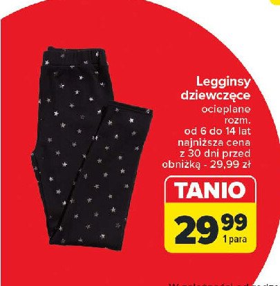 Legginsy dziewczęce ocieplane 6-14 lat promocja w Carrefour