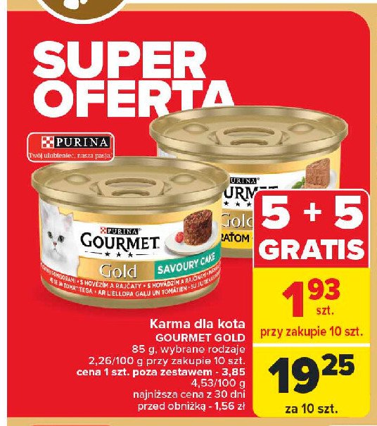 Karma dla kota z kurczakiem i marchewką Purina gourmet gold promocja