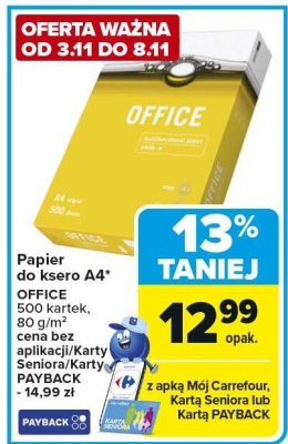 Papier do ksero A4 biały, 500 kartek, 80 g/m² promocja w Carrefour