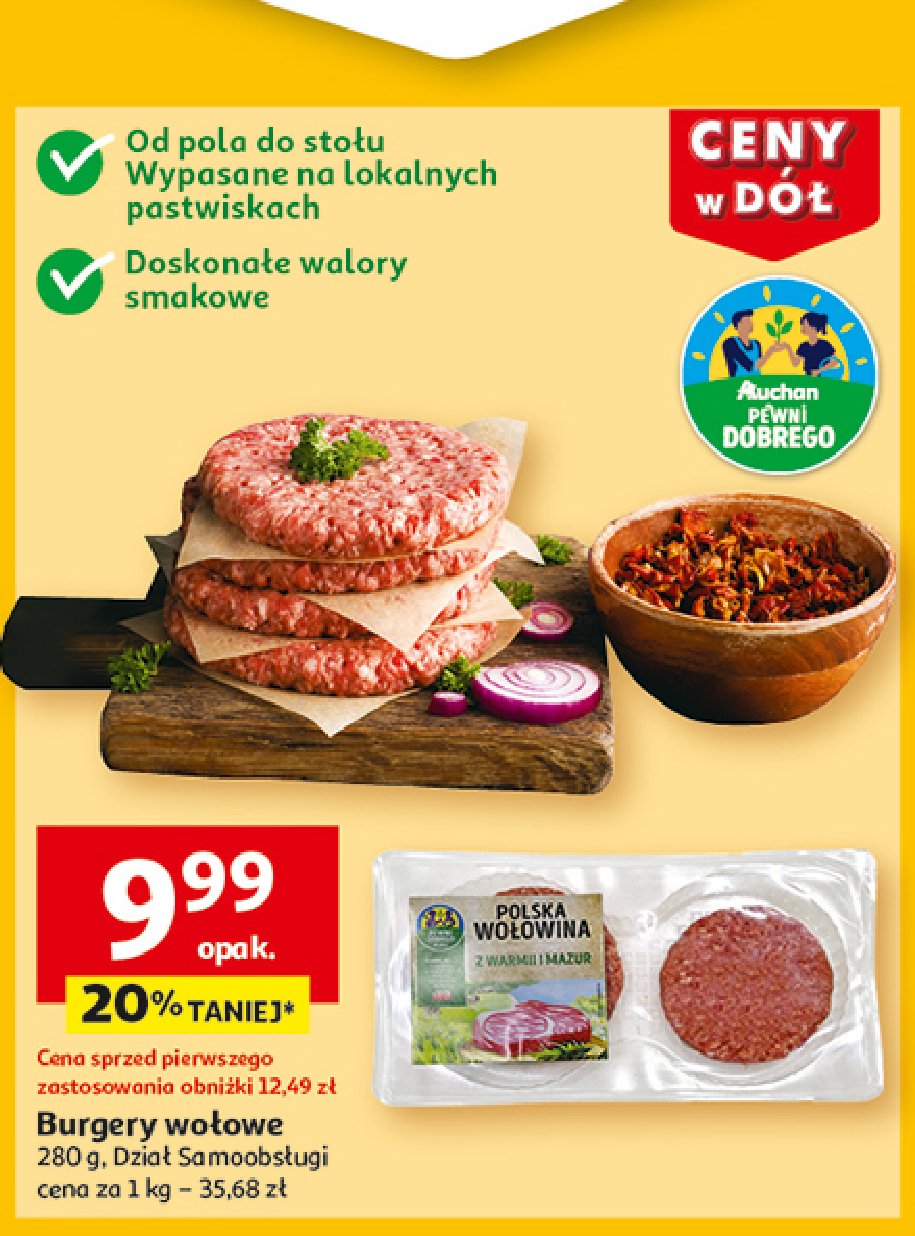 Burger wołowy Auchan pewni dobrego promocja w Auchan