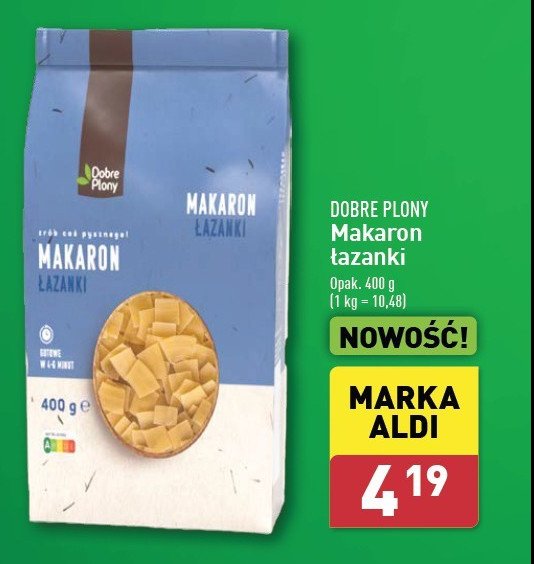 Makaron łazanki Dobre plony promocja w Aldi