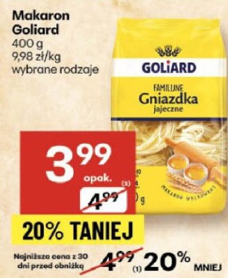 Makaron Goliard gniazda promocja w Delikatesy Centrum