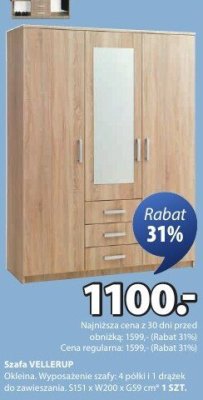 Szafa VELLERUP promocja w Jysk