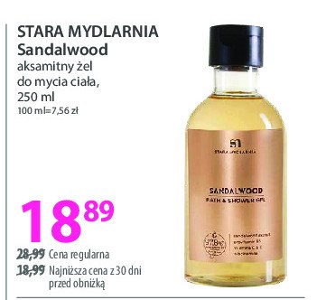 Żel do kąpieli łagodny Stara mydlarnia sandalwood promocja w Hebe