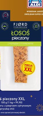 Łosoś pieczony XXL z pieprzem cytrynowym Fjord Fiskursson promocja w Aldi
