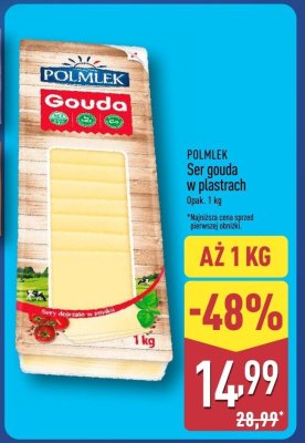 Ser gouda w plastrach Polmlek promocja w Aldi