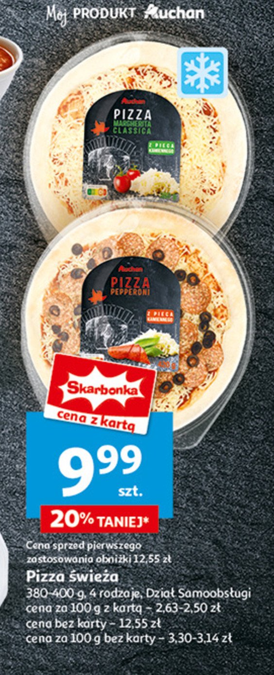 Pizza margherita z pesto Auchan różnorodne (logo czerwone) promocja