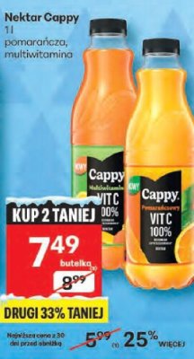 Nektar Cappy 1l pomarańcza, multiwitamina promocja w Delikatesy Centrum