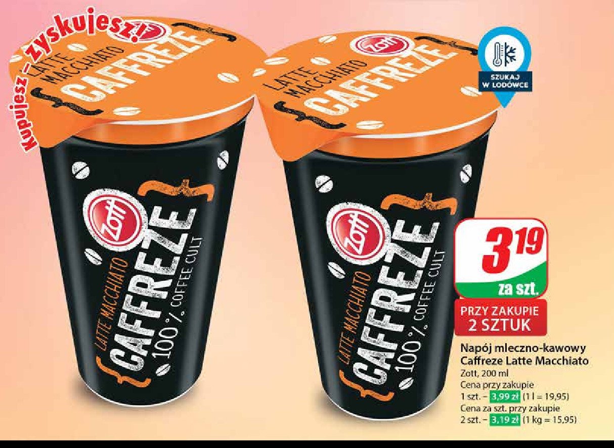 Napój latte macchiato Zott caffreze promocja