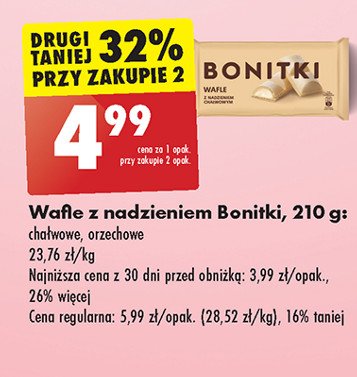 Wafle z nadzieniem orzechowe Bonitki promocja