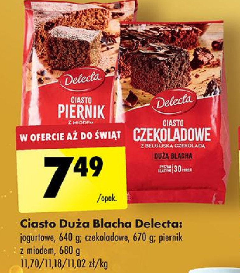 Ciasto jogurtowe Delecta duża blacha promocja w Biedronka