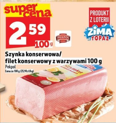 Szynka konserwowa/Filet konserwowy z warzywami Pekpol 100 g promocja w TOPAZ