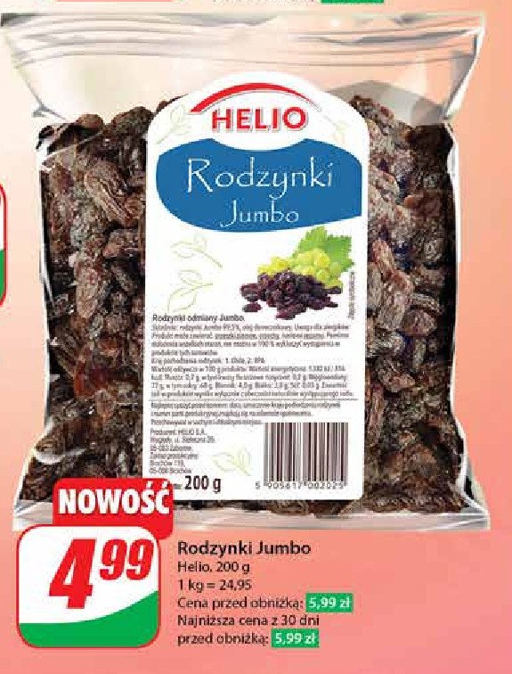 Rodzynki jumbo Helio promocja