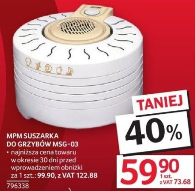 Suszarka do grzybów MPM MSG-03 promocja w Selgros