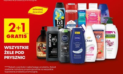 Wszystkie żele pod prysznic 2+1 gratis promocja w Biedronka