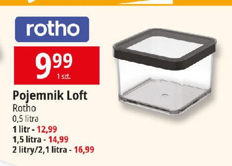 Pojemnik kwadratowy loft 2 l Rotho promocja w Leclerc