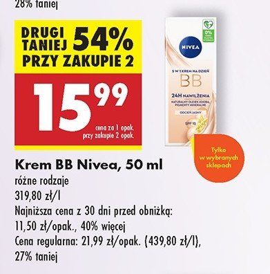 Krem nawilżający 5w1 upiększający cera jasna Nivea bb cream promocja w Biedronka