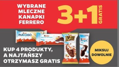 Wybrane mleczne kanapki Ferrero 3+1 GRATIS promocja w Netto