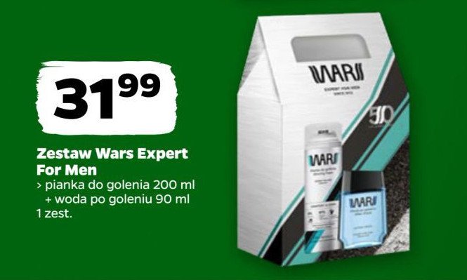 Zestaw w pudełku: pianka do golenia 200 ml + woda po goleniu 90 ml WARS EXPERT FOR MEN promocja