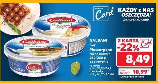 Ser mascarpone o smaku waniliowym Galbani promocja w Kaufland