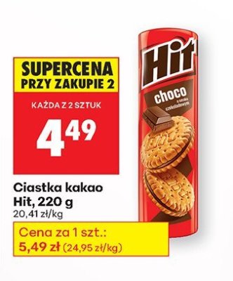 Ciastka kakao Hit, 220 g promocja w Biedronka