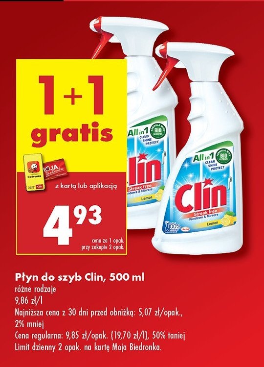 Płyn do mycia szyb cytrynowy Clin promocja