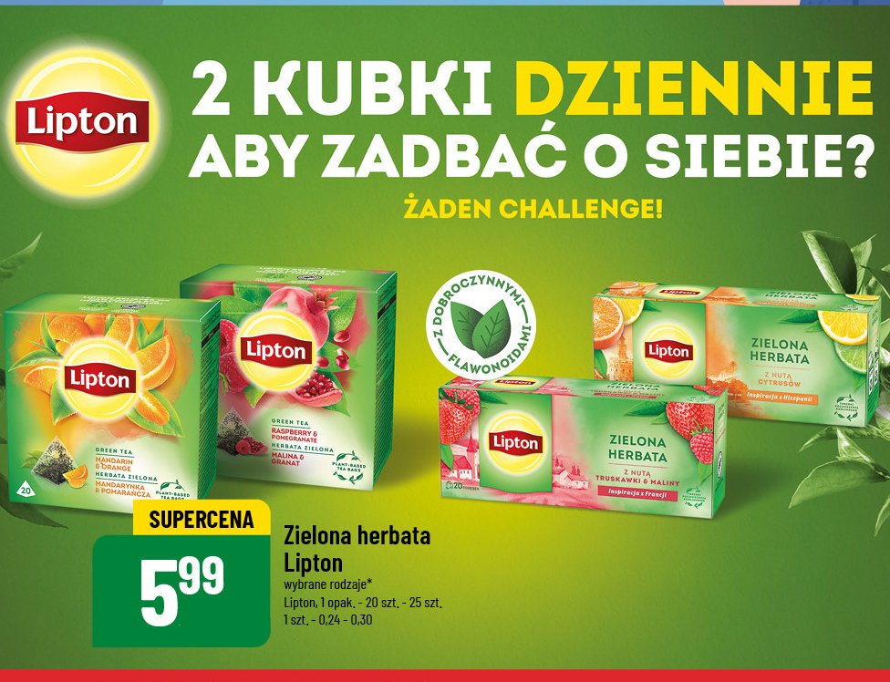 Herbata z nutą truskawki i maliny Lipton green tea promocja