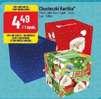 Chusteczki Kartika Christmas Private Label Tissue promocja w POLOmarket
