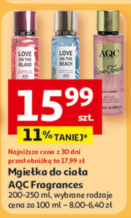Mgiełka do ciała glow touch pink Aqc fragnances promocja w Auchan