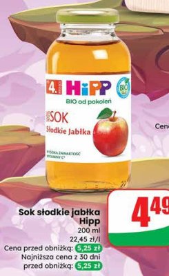 Sok słodkie jabłka Hipp promocja w Dino