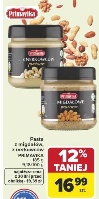 Pasta z migdałów, z nerkowców PRIMAVIKA 185g promocja w Carrefour Market