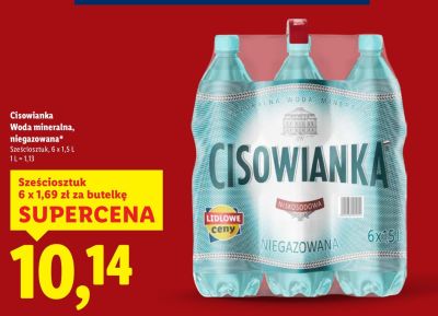 Woda mineralna Cisowianka niegazowana promocja w Lidl