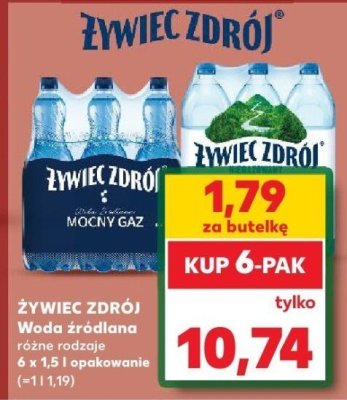 Woda źródlana różne rodzaje 6x1,5l promocja w Kaufland