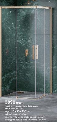 Kabina prysznicowa kwadratowa Supreme złota promocja w Castorama