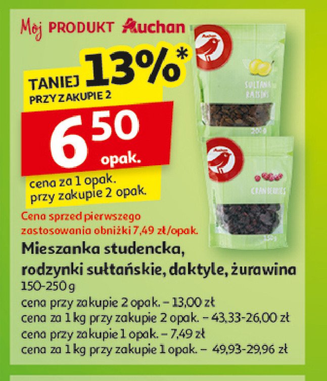 Rodzynki sułtańskie Auchan promocja w Auchan