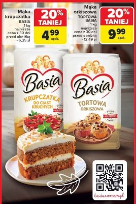 Mąka orkiszowa tortowa BASIA 1 kg promocja w Carrefour